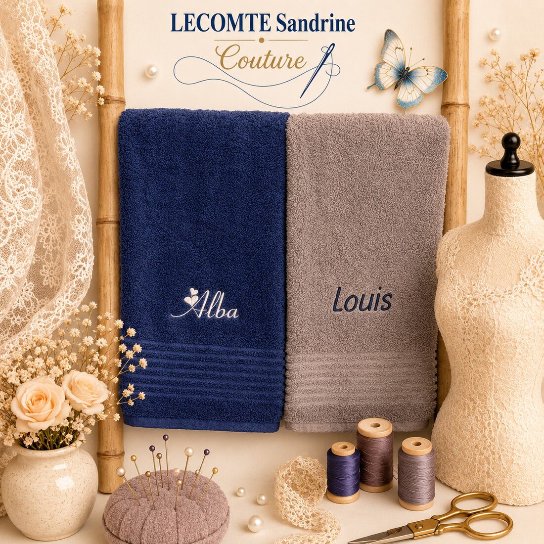 Serviette de bain avec un prénom brodé