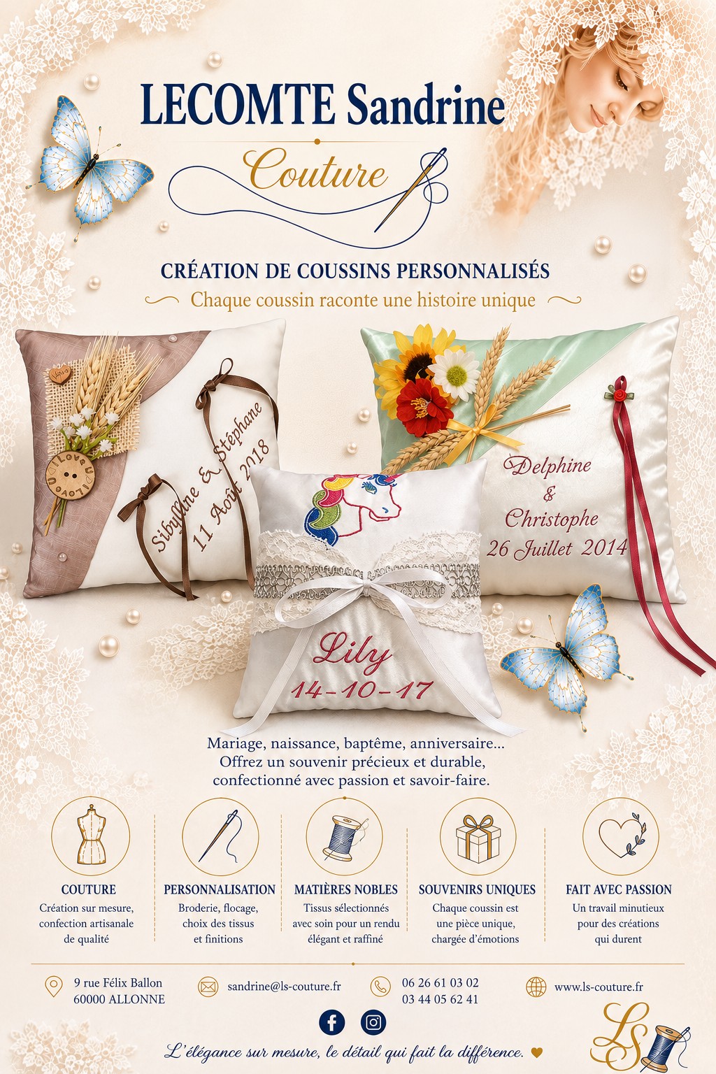 Coussins décoratifs personnalisés sur un canapé