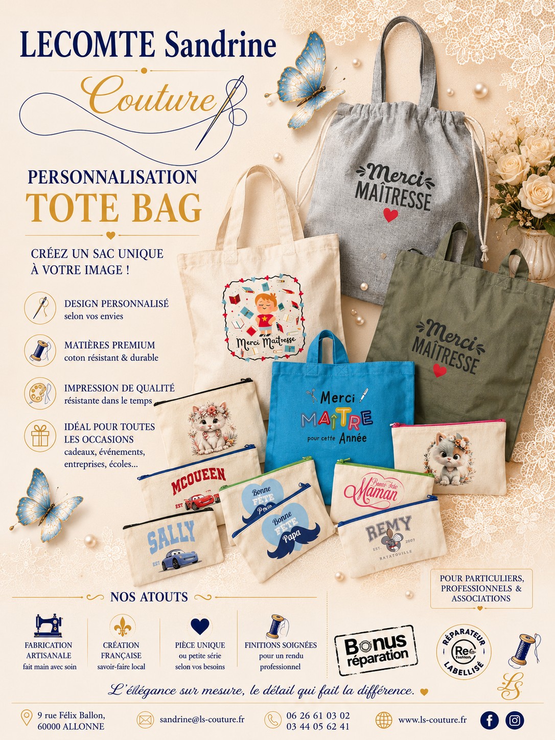 Tote bag en coton avec logo brodé