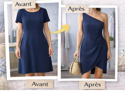 Robe sur mannequin avant et après modernisation de la coupe